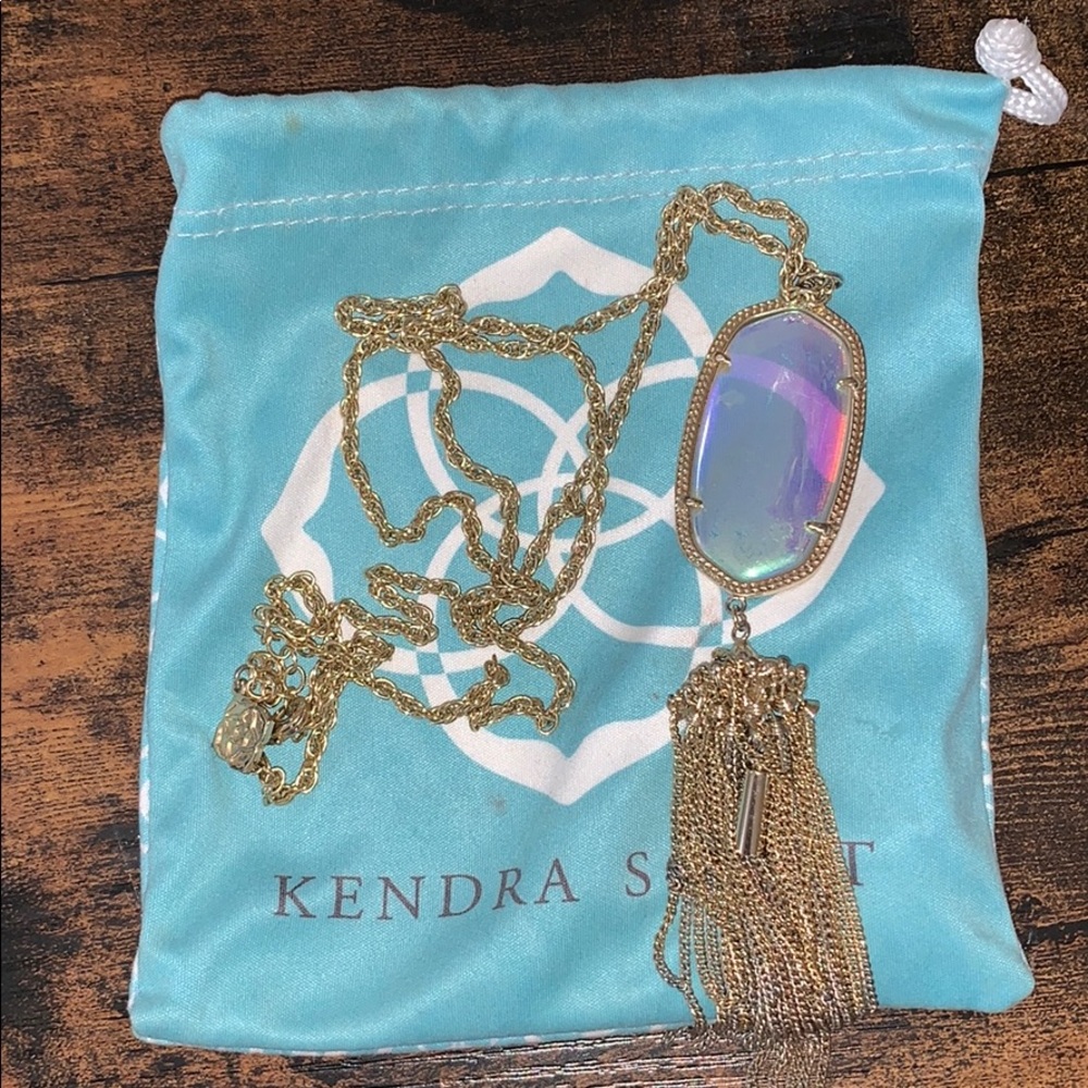 Kendra Scott Clear Shimmery Drop Necklace